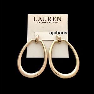 Lauren Ralph Lauren Gold Tone Large Teardrop Hoop Drop Earrings